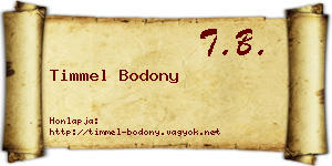Timmel Bodony névjegykártya